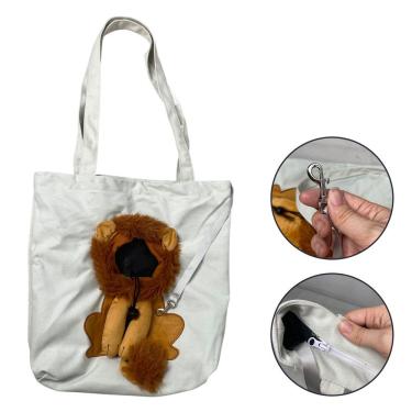 Imagem de Bolsa de Transporte para Pets AB Mídia BSL3906 Estampa Leão Ventilada Branco