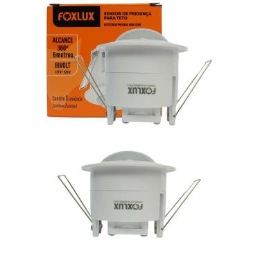 Imagem de Kit 2 Sensores de Presença Embutir Teto 360 graus  com Fotocélula Integrada Bivolt Foxlux
