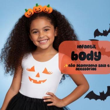Imagem de Fantasia Infantil Menina Body Collant Abóbora Sorrindo Com Cílios Cor: