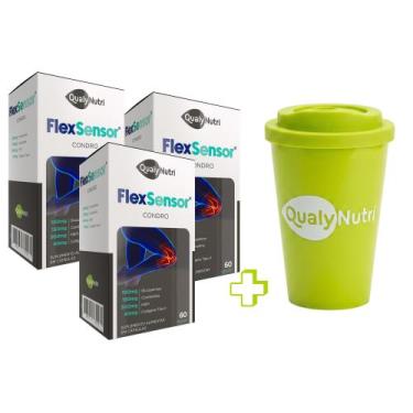 Imagem de Kit 3 FlexSensor Condro E Colageno QualyNutri Copo 180 Caps