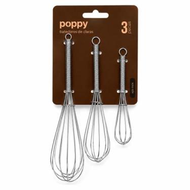 Imagem de Kit 3 Batedores Fouet em Aço Inox Mini Médio Grande para Cozinha - CFM
