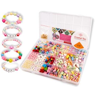 Imagem de Kit Miçangas Infantil Coloridas Montar Pulseiras 550 Peças G
