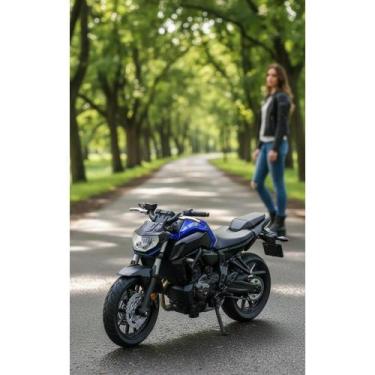Imagem de 2x Miniatura Moto MT-07 2018 Azul 1:18 Detalhada Pura Emoção - Congrat