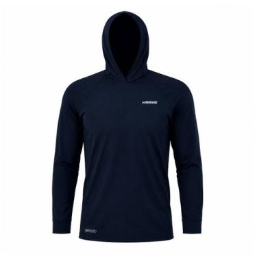 Imagem de Camisa Pesca Marine Sports Poliamida Azul com Capuz FPS 50+ Dryout Tam