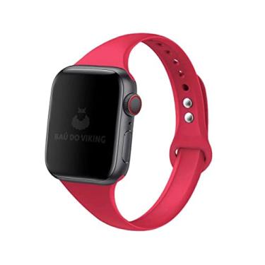 Imagem de Pulseira Silicone Sport Fina Esportiva Slim, compatível com Apple Watch (42mm/44mm/45mm, Rosa)