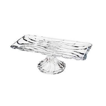 Imagem de PRATO DE CRISTAL P/BOLO RETANGULAR C/PÉ BAMBOO 36X17X12,5CM