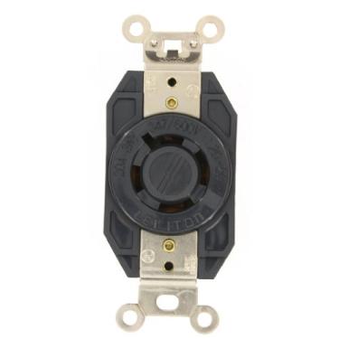 Imagem de Leviton 2460 20-Amp, 347/600-Volt- 3PY, Receptáculo de bloqueio de montagem alinhada, nível industrial, sem aterramento, preto