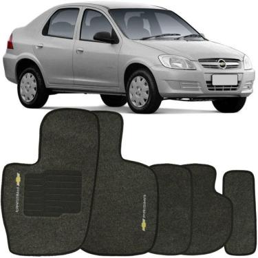 Imagem de Jogo de Tapete Automotivo Carpete Chevrolet Prisma 2006 à 2012 Soft Logo Bordado Grafite 5 Peças