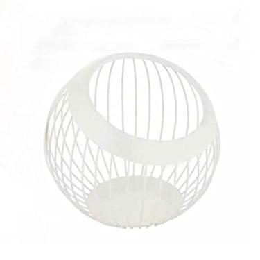 Imagem de Cesta de drenagem de placa de frutas de armazenamento de ferro Cesta de armazenamento doméstico moderna estilo nórdico Cesta de frutas de placa de frutas, branca