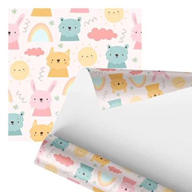 Imagem de Papel De Parede Adesivo Bichos Coloridos Céu Rosa 2,80m