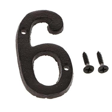Imagem de Placa de ferro forjado número de porta placa faça você mesmo dígito, número 6