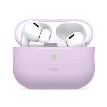 Imagem de elago Compatível com AirPods Pro 2ª geração (2022), capa protetora de silicone compatível com Apple AirPods Pro 2, LED frontal visível, suporta carregamento sem fio [lavanda]