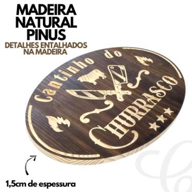 Imagem de Placas Decorativas para Churrasco Entalhada em Madeira Pinus