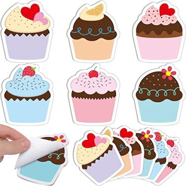 Imagem de 18 pacotes de notas autoadesivas fofas em forma de cupcake notas adesivas Kawaii blocos de notas para sala de aula de escola citação parede de escritório em casa estudantes suprimentos de escritório feminino lembranças de festa de menina marcadores de livro, 6 estilos