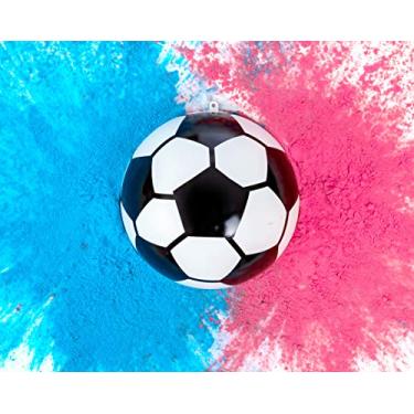 Imagem de Bola de futebol reveladora de gênero com pó | Kit de bolas de futebol explosão | Inclui pacotes de cores rosa e azul + concha de bola de futebol
