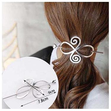 Imagem de Yheakne Broche de cabelo vintage de nó celta prata Celtic Infinity prendedor de cabelo longo pino de pino para coque clipes decorativos acessórios de cabelo para mulheres e meninas