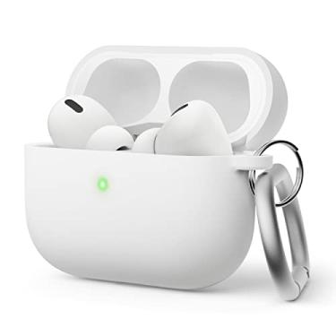 Imagem de elago Capa híbrida líquida compatível com AirPods Pro 2ª geração – compatível com AirPods Pro 2, proteção de camada tripla, chaveiro incluído, resistente à poeira, à prova de choque (branca)