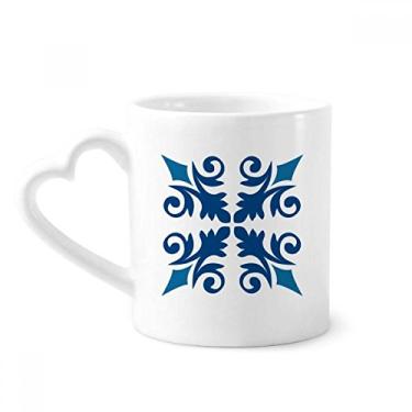 Imagem de Caneca decorativa com estampa de flores azuis marrocos café cerâmica copo de coração de vidro