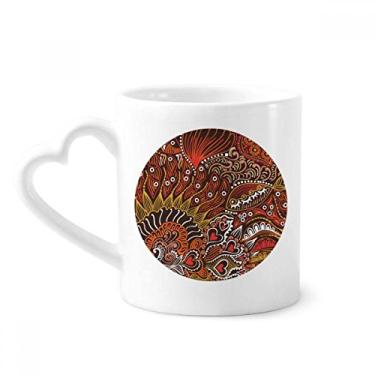 Imagem de Caneca abstrata de peixes vermelhos com desenho de linha caneca café cerâmica copo de coração de vidro