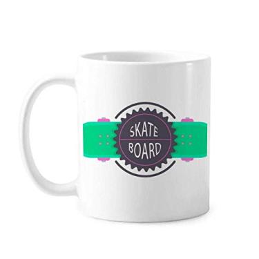 Imagem de Skate esportivo com lemas de desenho animado caneca aquarela cerâmica xícara de café porcelana louça