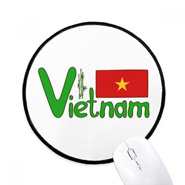 Imagem de DIYthinker Tapete de mouse com estampa da bandeira nacional do Vietnã vermelho e verde para mesa de escritório tapete redondo para computador