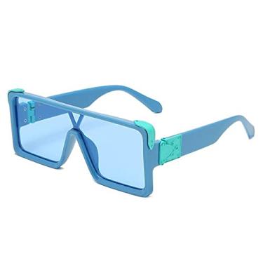 Imagem de Óculos de sol quadrados vintage de uma peça para mulheres moda rosa gradiente plano óculos de sol masculinos chique hip hop óculos grandes preto, azul azul, tamanho único