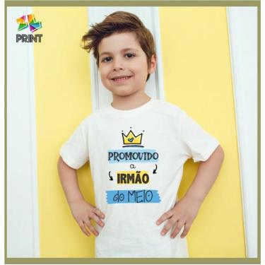 Imagem de Camiseta Infantil Promovido A Irmão Do Meio - Chá De Bebê Zlprint