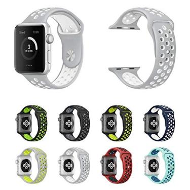 Imagem de Pulseira NK-Sport LTIMPORTS, compativel com Apple Watch 46mm Series 11/10, 45mm Series 9/8/7, 44mm Series 6/5/4/SE, 42mm Series 3/2/1 e Apple Watch Ultra 49mm 3/2/1 (Cinza com Branco)