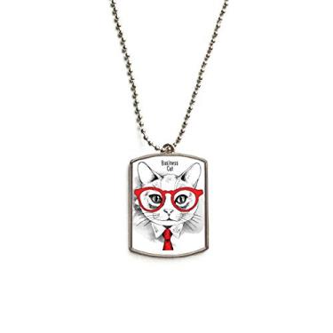 Imagem de DIYthinker Colar de aço inoxidável com pingente de identificação para cães com cabeça de gato para proteger animais amantes de animais de estimação