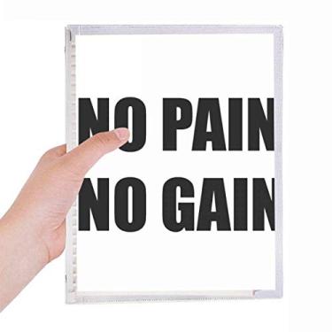 Imagem de Caderno positivo com frase No Pain No Gain Black Encourage Positive Diário de folhas soltas recarregável
