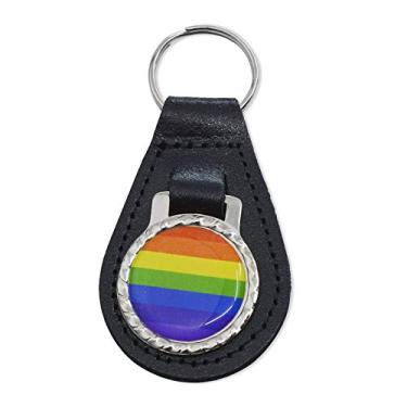 Imagem de Chaveiro de couro com orgulho de arco-íris da EvolveFISH – [Preto] [Altura]