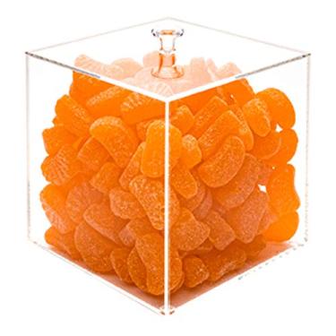Imagem de Restaurantware Caixa de doces Clear Tek 15 x 15 cm, 1 vitrine quadrada – com tampa removível, joias de doces ou recipiente de armazenamento de acrílico transparente para casa ou escritório