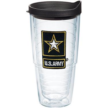 Imagem de Tervis Copo isolado com logotipo de estrela dourada do exército de parede dupla feito nos EUA mantém as bebidas frias e quentes, 680 g, clássico
