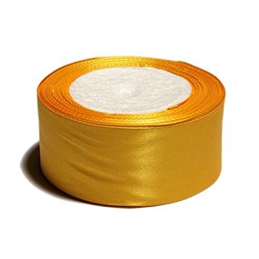 Imagem de SOUGAO Fita de cetim de seda rolo de cetim fita de tecido (40 mm de largura 22 m de comprimento), use para embalagem de presente, artesanato, costura, fita de cabelo de casamento (dourada)