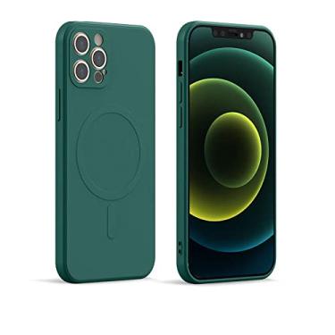 Imagem de Capa magnética de silicone líquido para iPhone 12 Pro Max 11 14 X Xs Xr 7 8 Plus 13 Mini carregador sem fio Magnet Back Cover, verde, para iPhone 13Pro MAX