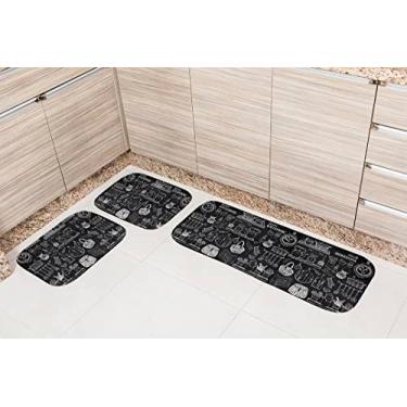 Imagem de Tapete de Cozinha Jogo 3 Peças Emborrachado Antiderrapante (Kitchen)