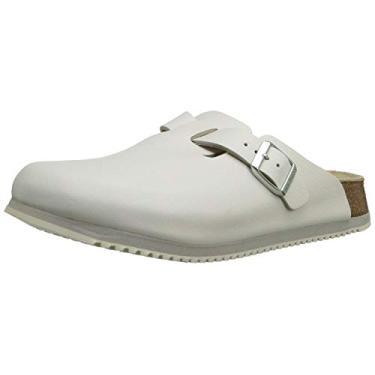 Imagem de Sapato de trabalho unissex de couro com super ader ncia Boston da Birkenstock, Branco, 8-8.5 Narrow Women/6-6.5 Narrow Men