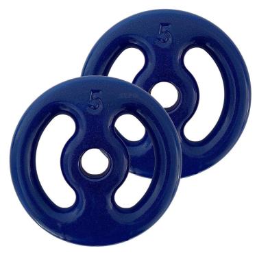 Imagem de Kit Fitness com 2 Anilhas Emborrachadas de 5Kg Azul-Unissex