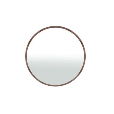 Imagem de Espelho Redondo De Parede Estilo Minimalista 90 Cm - Imbuia - Decore C