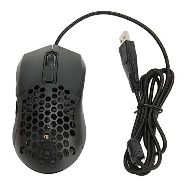 Imagem de Mouse para Jogos Honeycomb Com Luz de Fundo RGB, 7200 DPI 6 Botões Programáveis, Mouse Leve para Jogos Com Fio para PC, Design Ergonômico (Preto)