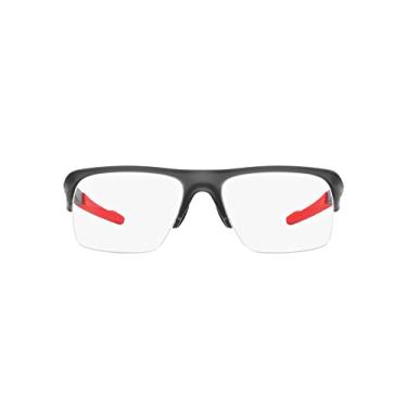 Imagem de Oakley Armação masculina Ox8061 Plazlink retangular para óculos de grau graduado, cinza acetinado, lentes fumê/demonstrativas, 58 mm, Lente cinza acetinada fumê/demonstração, 58 mm