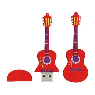 Imagem de 32 GB forma de guitarra memória USB USB 2.0 unidades flash armazenamento unidade de memória USB Memory Stick U disco unidade USB PenDrive com corrente (vermelho)