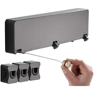 Imagem de Varal Retrátil Para Roupas, Varal Montado Na Parede, Sem Perfuração, Rack De Secagem Para Banheiro, Aço Inoxidável,Preto,Enchanting12