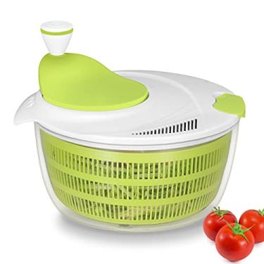 Imagem de Ourokhome Secador de alface giratório para salada, lavadora rotativa de vegetais com tigela compacta e escorredor, fácil de limpar, lavar, secar legumes, frutas, alface, verduras, tampa bloqueável,