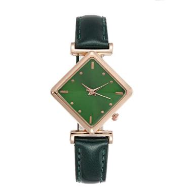 Imagem de Relógio feminino feminino com bateria com pulseira de poliuretano relógio de pulso de quartzo, relógio analógico masculino, Verde - B, One Size, Relógio digital de quartzo