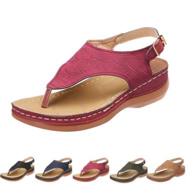 Imagem de Dotmalls Sandálias ortopédicas femininas confortáveis, sandálias ortopédicas para mulheres, Dotmalls Shoes Women, Dotmalls Sandals, Vermelho, 36