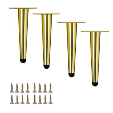 Imagem de Conjunto de 4 pernas para móveis de metal dourado de 15,24 cm, projetos DIY para casa de metal para suporte de TV, sofá, cadeira, armário