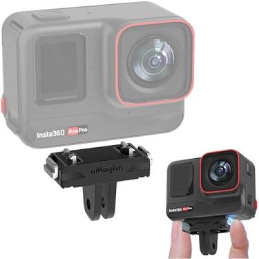 Imagem de Coyktonty Suporte de adaptador magnético ABS para Insta360 Ace Pro/Insta360 Ace, adaptador de liberação rápida de duas garras com adaptador de conexão, pode ser montado em bastão de selfie e tripé