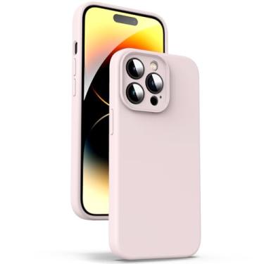 Imagem de Supdeal Capa de silicone líquido para iPhone 14 Pro, [silicone líquido verdadeiro] [antiimpressões digitais] capa protetora de 4 camadas para celular, cobertura total ao redor da câmera e microfibra embutida, 6,1 polegadas, rosa