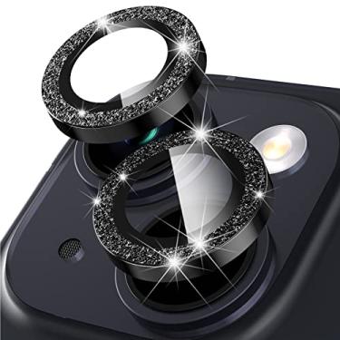 Imagem de Suoman Protetor de lente de câmera para iPhone 14 de 6,1 polegadas/14 Plus de 6,7 polegadas, capa de câmera de vidro temperado para iPhone 14 Plus/para iPhone 14 [Diamantes com glitter] - Preto